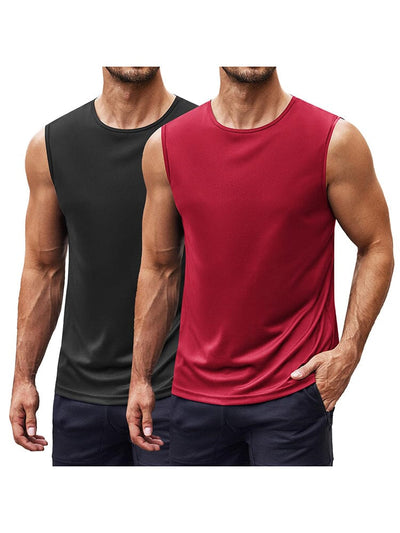 Athletic Quick-Dry 2-Pack Tank Top (US Only) Tank Tops coofandy Black/Red S 
