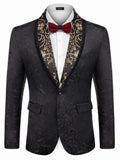 Luxury Floral Tuxedo Embroidered Blazer (US Only) Blazer coofandy Black S