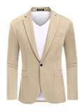 Casual One Button Knit Suit Jacket (US Only) Blazer coofandy Champagne S
