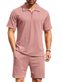 Athleisure 2 Pieces Jogging Outfits Sets coofandy Pink S
