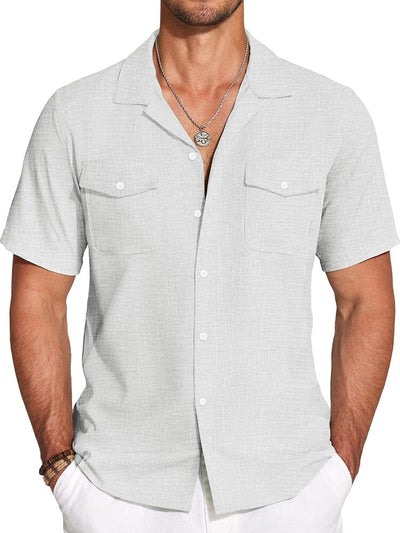 Casual Cuban Collar Summer Shirt (US Only) Shirts coofandy White S 