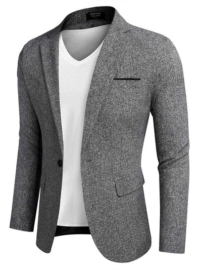 Slim Fit One Button Blazer Jacket (US Only) Blazer coofandy Grey S 