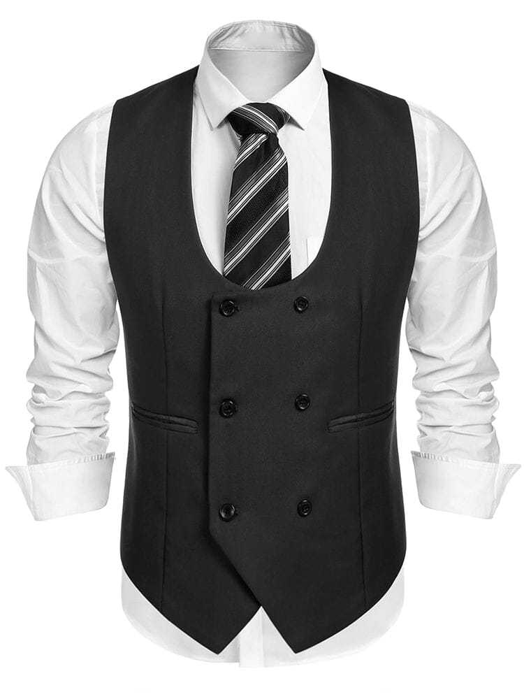 Double Breasted Dress Vest (US Local) Vest coofandy Black S 