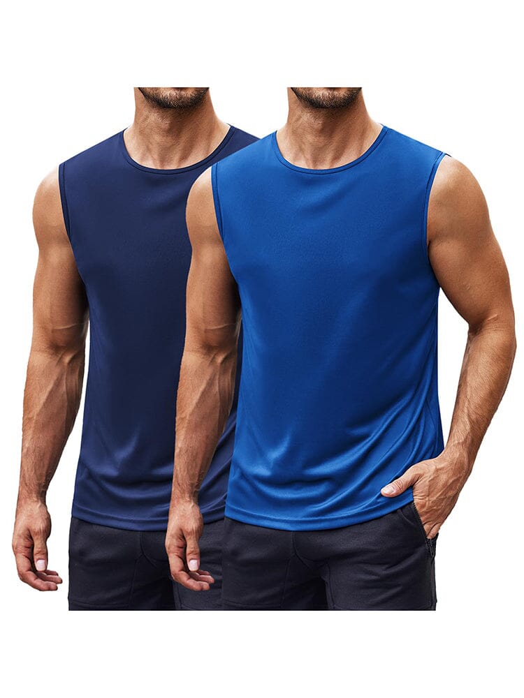 Athletic Quick-Dry 2-Pack Tank Top (US Only) Tank Tops coofandy Blue/Navy Blue S 