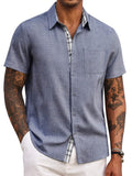 Casual Plaid Splicing Shirt (US Only) Shirts coofandy Dark Blue S