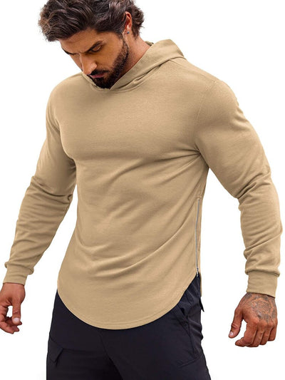 Workout Muscle Fit Cotton Blend Hoodie (US Only) Hoodies Coofandy's Khaki S 