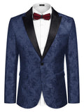 Floral Tuxedo Paisley Suit Jacket (US Only) Blazer coofandy Navy Blue S