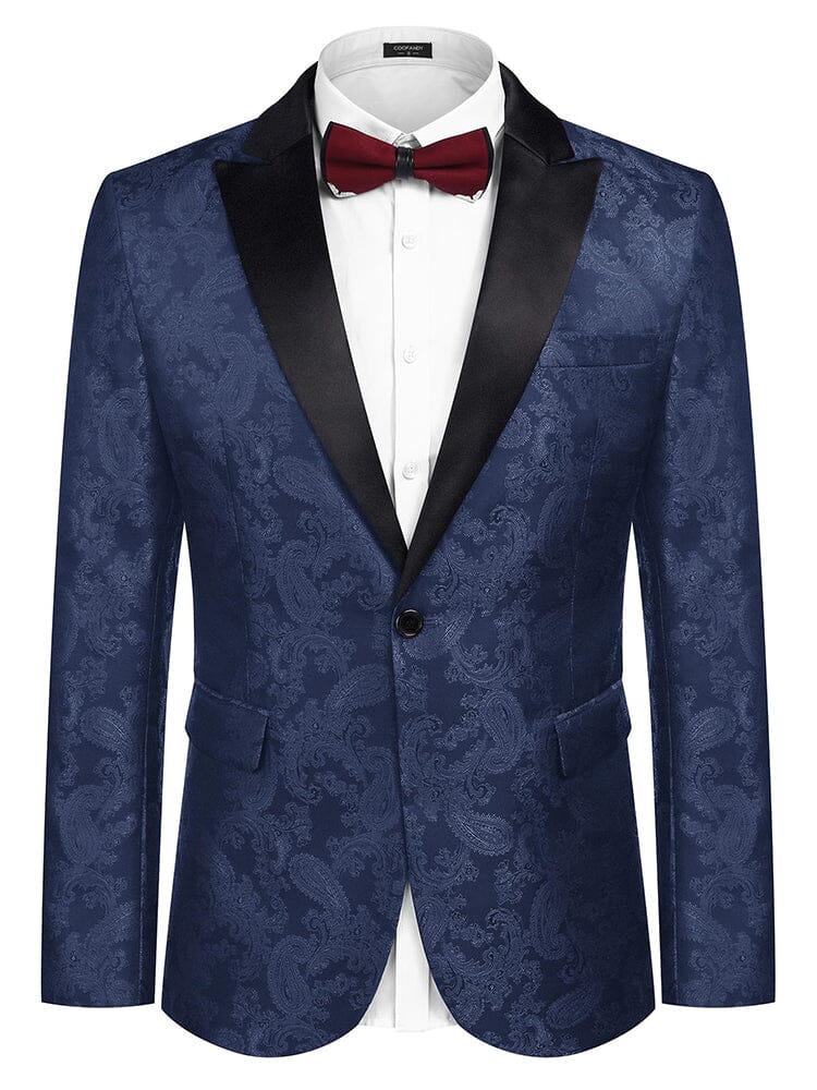 Floral Tuxedo Paisley Suit Jacket (US Only) Blazer coofandy Navy Blue S 