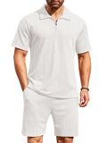 Athleisure 2 Pieces Jogging Outfits Sets coofandy White S
