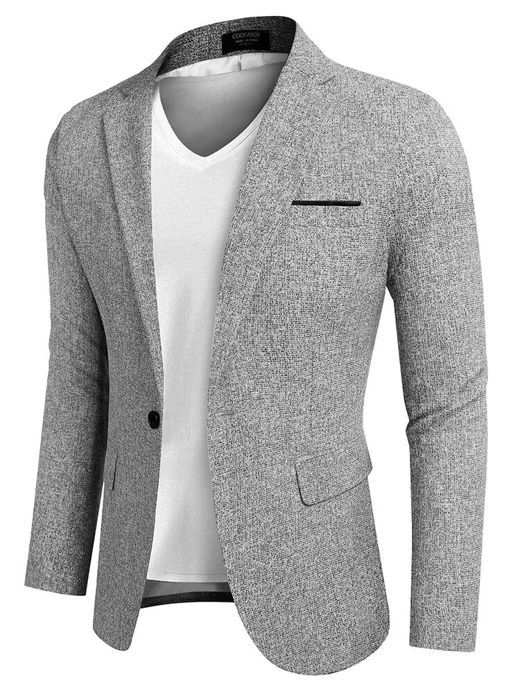 Slim Fit One Button Blazer Jacket (US Only) Blazer coofandy Light Grey S 