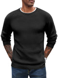 Classic Waffle Knitted Pullover Sweater (US Only) Sweater coofandy Black S