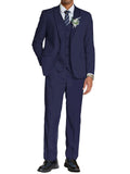 3-Piece Cotton Linen Suit Set (US Only) Suit Set coofandy Navy Blue S