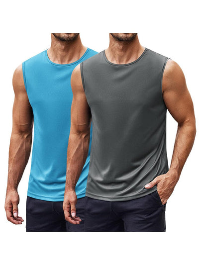 Athletic Quick-Dry 2-Pack Tank Top (US Only) Tank Tops coofandy Dark Grey/Light Blue S 