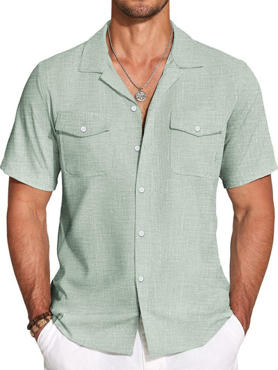 Casual Cuban Collar Summer Shirt (US Only) Shirts coofandy Light Green S 