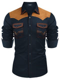 Vintage Embroidered Western Cowboy Shirt (US Only) Shirts coofandy Navy Blue S