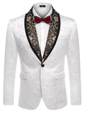 Luxury Floral Tuxedo Embroidered Blazer (US Only) Blazer coofandy White S