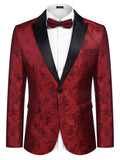 Floral Tuxedo Paisley Suit Jacket (US Only) Blazer coofandy Wine Red S