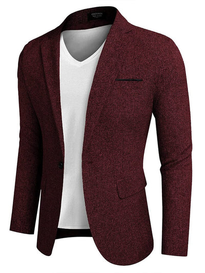Slim Fit One Button Blazer Jacket (US Only) Blazer coofandy Wine Red S 