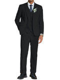 3-Piece Cotton Linen Suit Set (US Only) Suit Set coofandy Black S