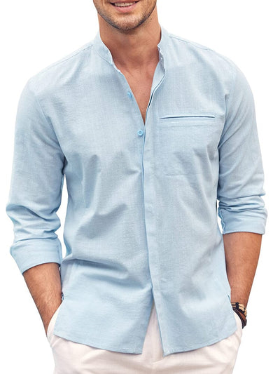 Classic fit Long Sleeve Cotton Shirt (US Only) Shirts coofandy Light Blue S 