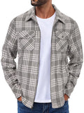 Casual Flannel Plaid Shirt Jacket (US Only) Jackets coofandy Light Grey S