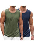 Classic 2-Pack Workout Tank Top (US Only) Tank Tops coofandy Navy Blue/Army Green S
