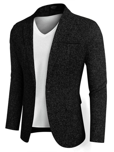 Slim Fit One Button Blazer Jacket (US Only) Blazer coofandy Black S 