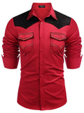 Vintage Embroidered Western Cowboy Shirt (US Only) Shirts coofandy Red S