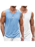 Classic 2-Pack Workout Tank Top (US Only) Tank Tops coofandy White/Light Blue S
