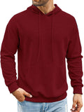 Classic Leisure Waffle Knit Hoodie (US Only) Hoodies coofandy Wine Red S