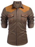 Vintage Embroidered Western Cowboy Shirt (US Only) Shirts coofandy Khaki S
