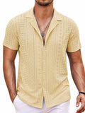 Coastal Chic Openwork Shirt (US Only) Shirts coofandy Light Yellow S