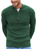 Classic Henley Collar Knit Sweater (US Only) Sweater coofandy Green S