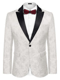 Floral Tuxedo Paisley Suit Jacket (US Only) Blazer coofandy White2 S