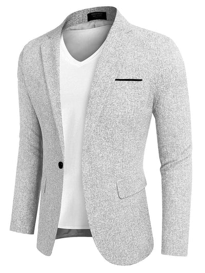 Slim Fit One Button Blazer Jacket (US Only) Blazer coofandy White S 