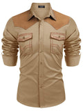 Vintage Embroidered Western Cowboy Shirt (US Only) Shirts coofandy Light Khaki S