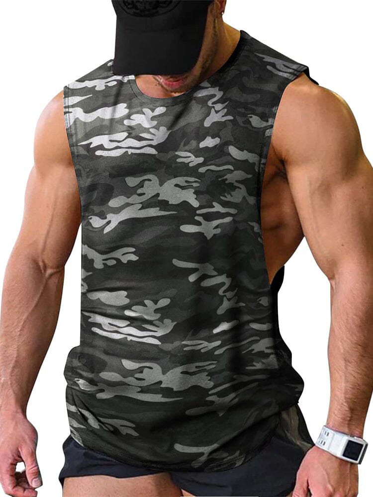 Leisure Workout Muscle Tank Top (US Only) coofandy Camo Black S 