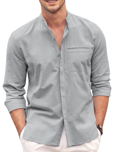 Classic fit Long Sleeve Cotton Shirt (US Only) Shirts coofandy Grey S 