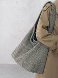 Soft Tweed Canvas Shoulder Bag Accessories coofandy