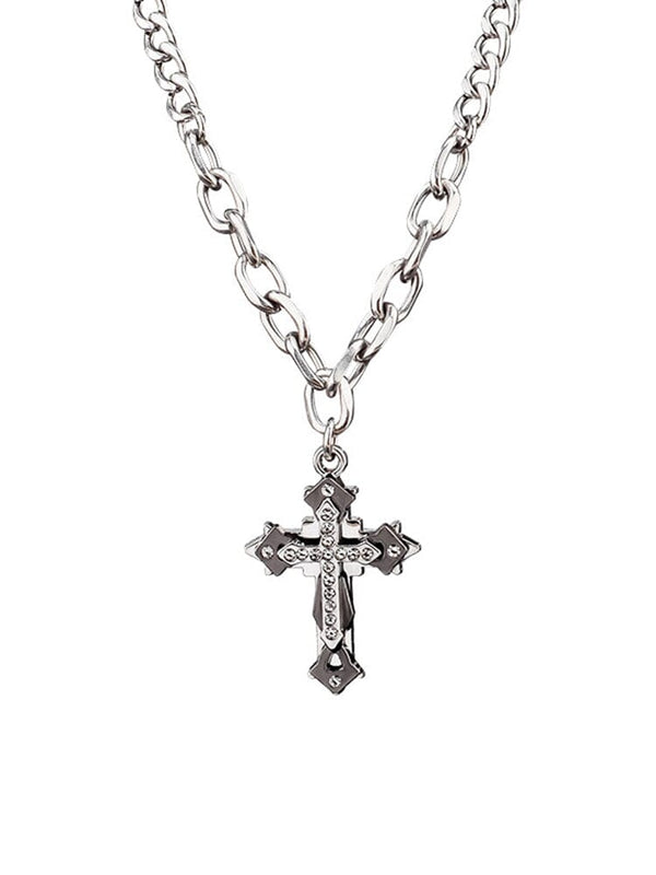 Stylish Crucifix Pendant with Chain Necklace coofandy Silver F
