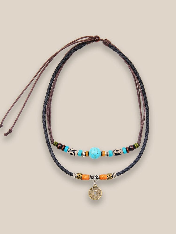 Faux Turquoise Bead Coin Pendant Accessory singleton_gift coofandystore