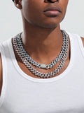 Cuban Link Chain Rhinestone Necklace Necklace coofandy