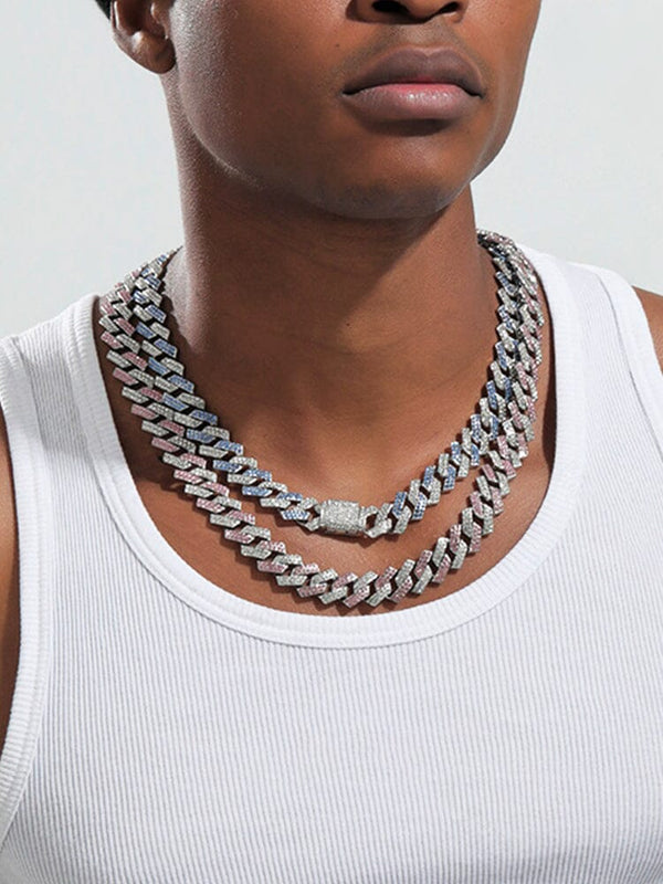 Cuban Link Chain Rhinestone Necklace Necklace coofandy