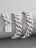 Cuban Link Chain Rhinestone Necklace Necklace coofandy