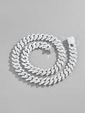 Cuban Link Chain Rhinestone Necklace Necklace coofandy White S (50cm/20in)