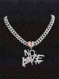 Cuban Link Chain Necklace with Pendant Necklace coofandy Silver One Size (50cm/20in)