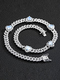 Glamour Hearts Cuba Chain Necklace coofandy White Gem S (18")