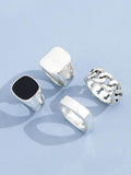 4Pcs Punk Rings Set Accessories coofandy