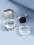 4Pcs Punk Rings Set Accessories coofandy
