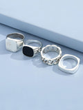 4Pcs Punk Rings Set Accessories coofandy